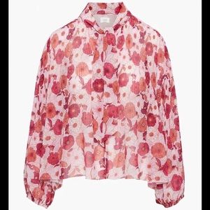 Wilfred Barbara flowy pleated tie-neck blouse - Poetic Pink/Bright rose